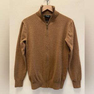 Bexley Mens Lambswool Wool Zip Up Cardigan Size Medium Light Brown Tan Grandpa